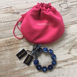 BNWT Juicy Couture Blue Gemstone Toggle Bracelet
